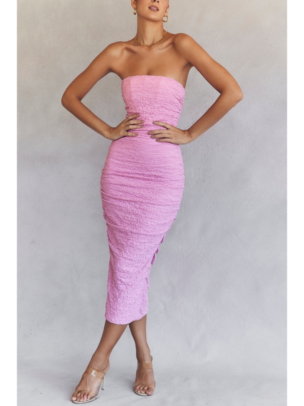 NEW House of CB Tana Pink Strapless Dress Small